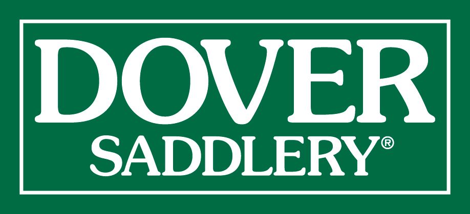 The logo for dover saddlery is green and white.