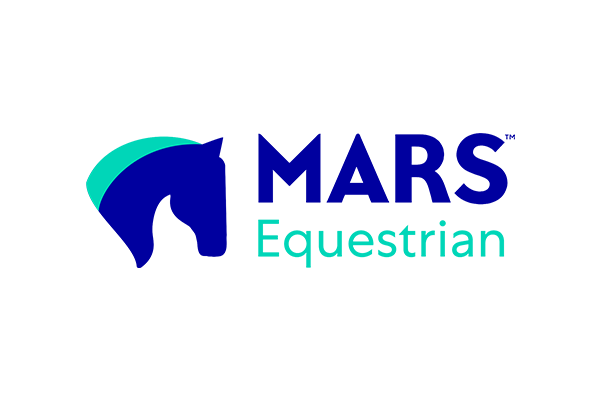 The logo for mars equestrian has a horse on it.