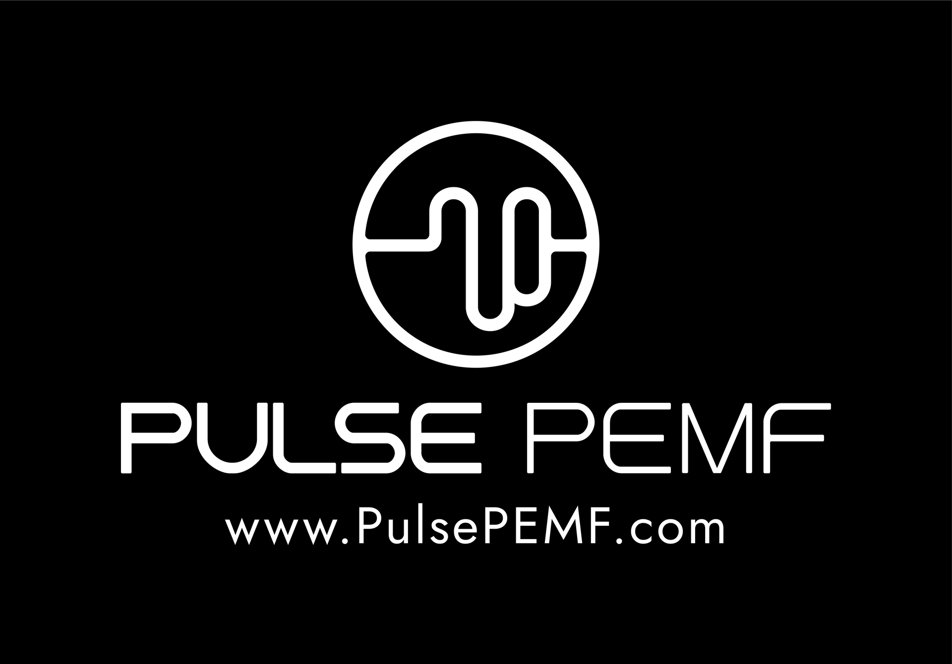 The logo for pulse pemf is white on a black background.