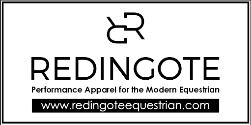 A black and white logo for redingote performance apparel for the modern equestrian.