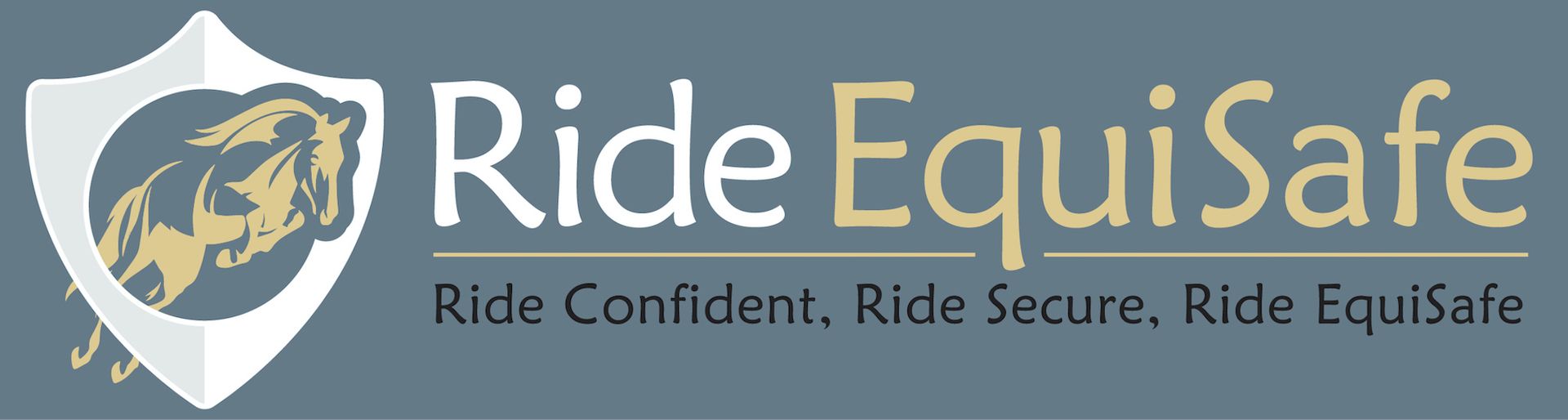 A logo for ride equisafe that says ride confident ride secure ride equisafe