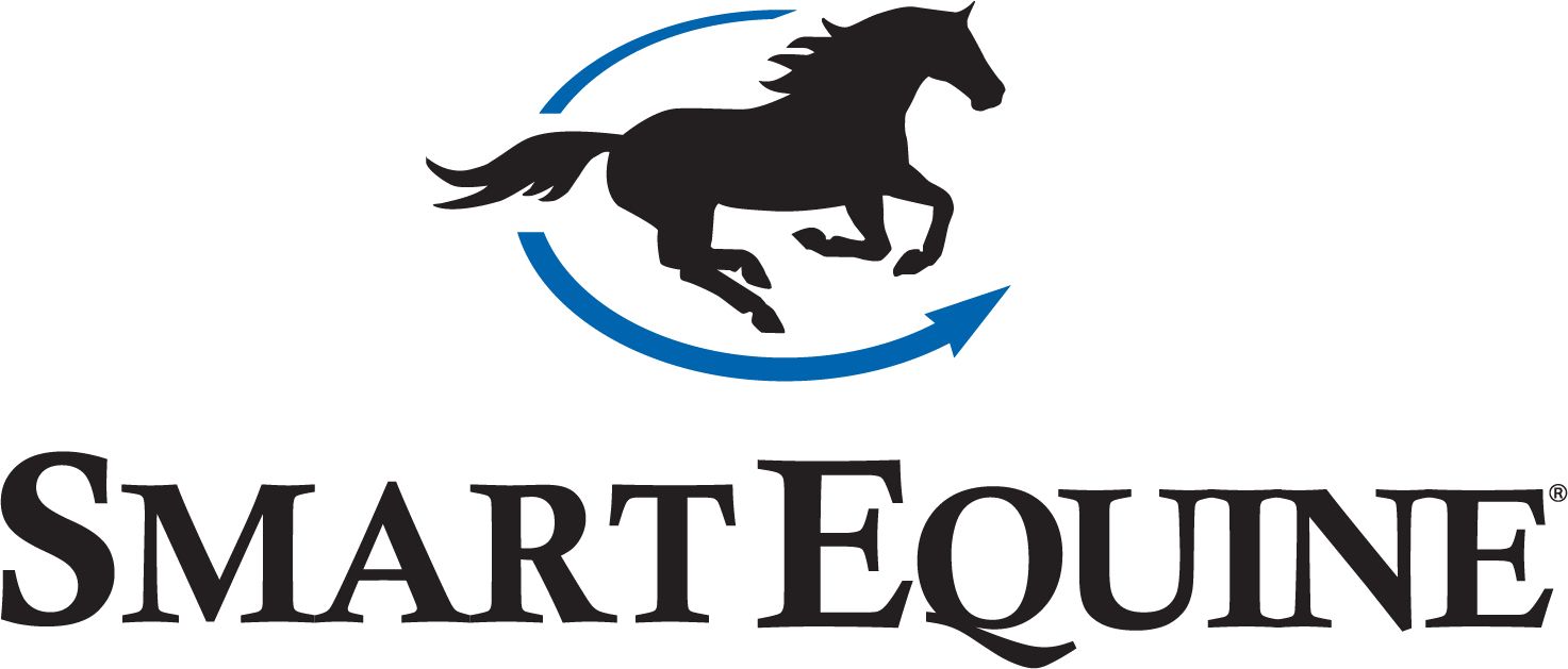 A logo for smartpak with a horse and an arrow