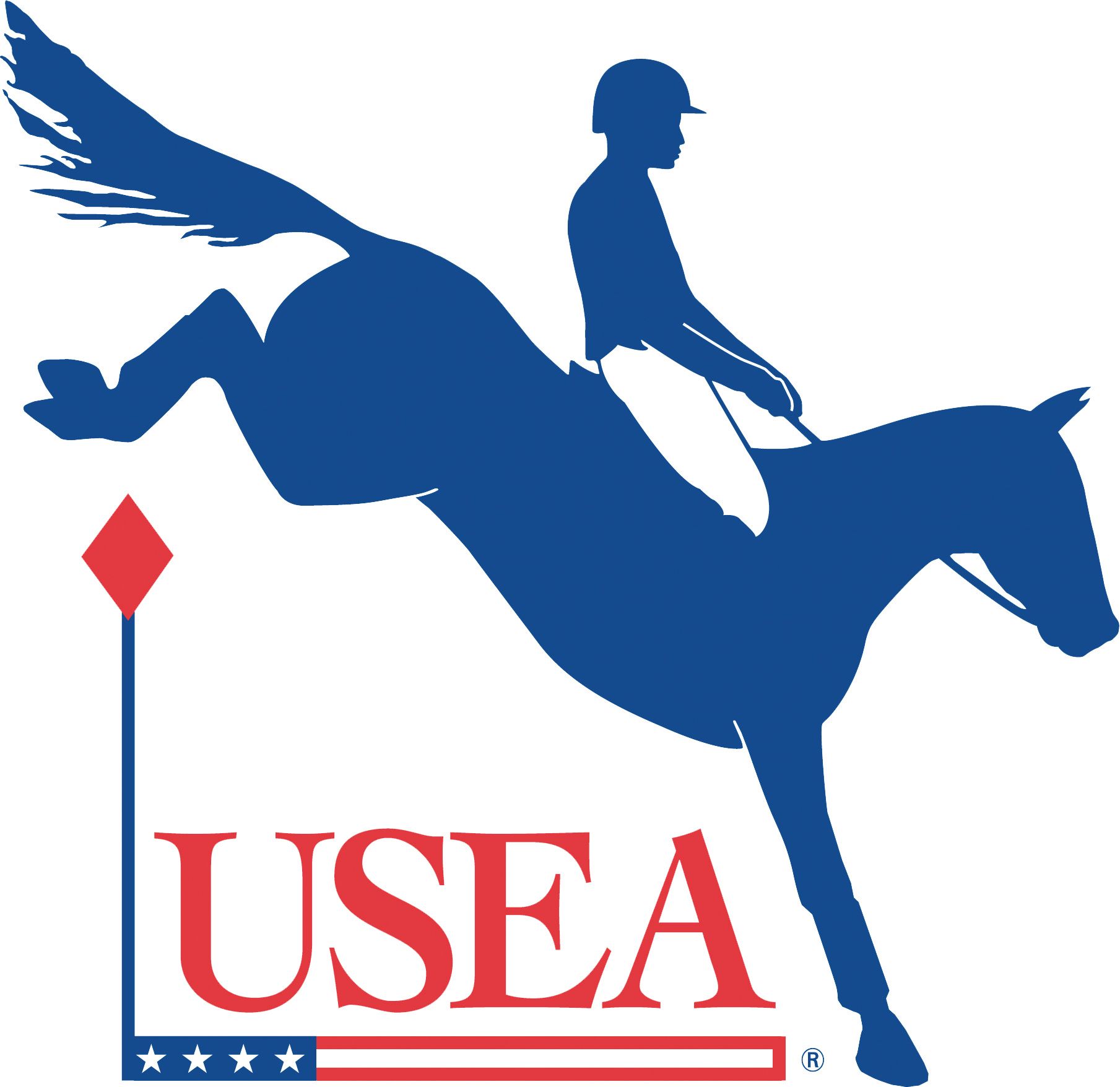 A logo for usea shows a man riding a horse