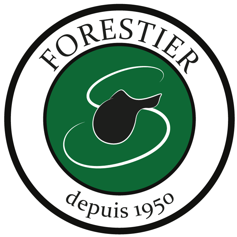 A green and black logo for forestier depuis 1950