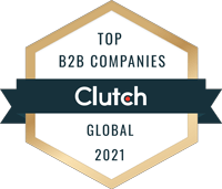 A badge that says top b2b companies clutch global 2021