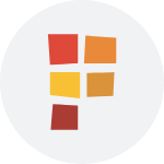 A white circle with red , yellow and orange squares in it.