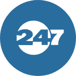 A blue circle with the number 247 on it.