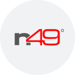 The r49 logo is in a circle on a white background.