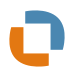 A blue and orange logo on a white background.
