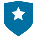 A blue shield with a white star on it.