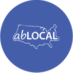 A blue circle with a map of the united states on it.