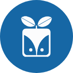 A blue circle with a white icon of a plant in it.