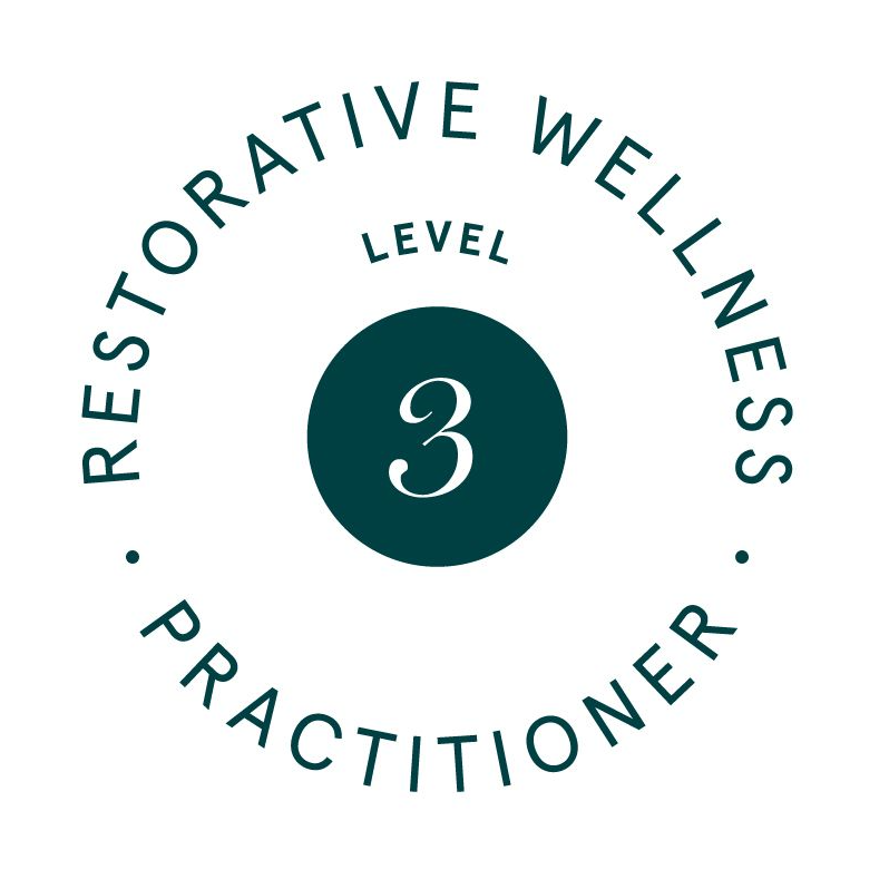 A logo for restorative wellness level 3 practitioner