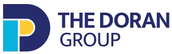 The logo for the doran group is blue and yellow.