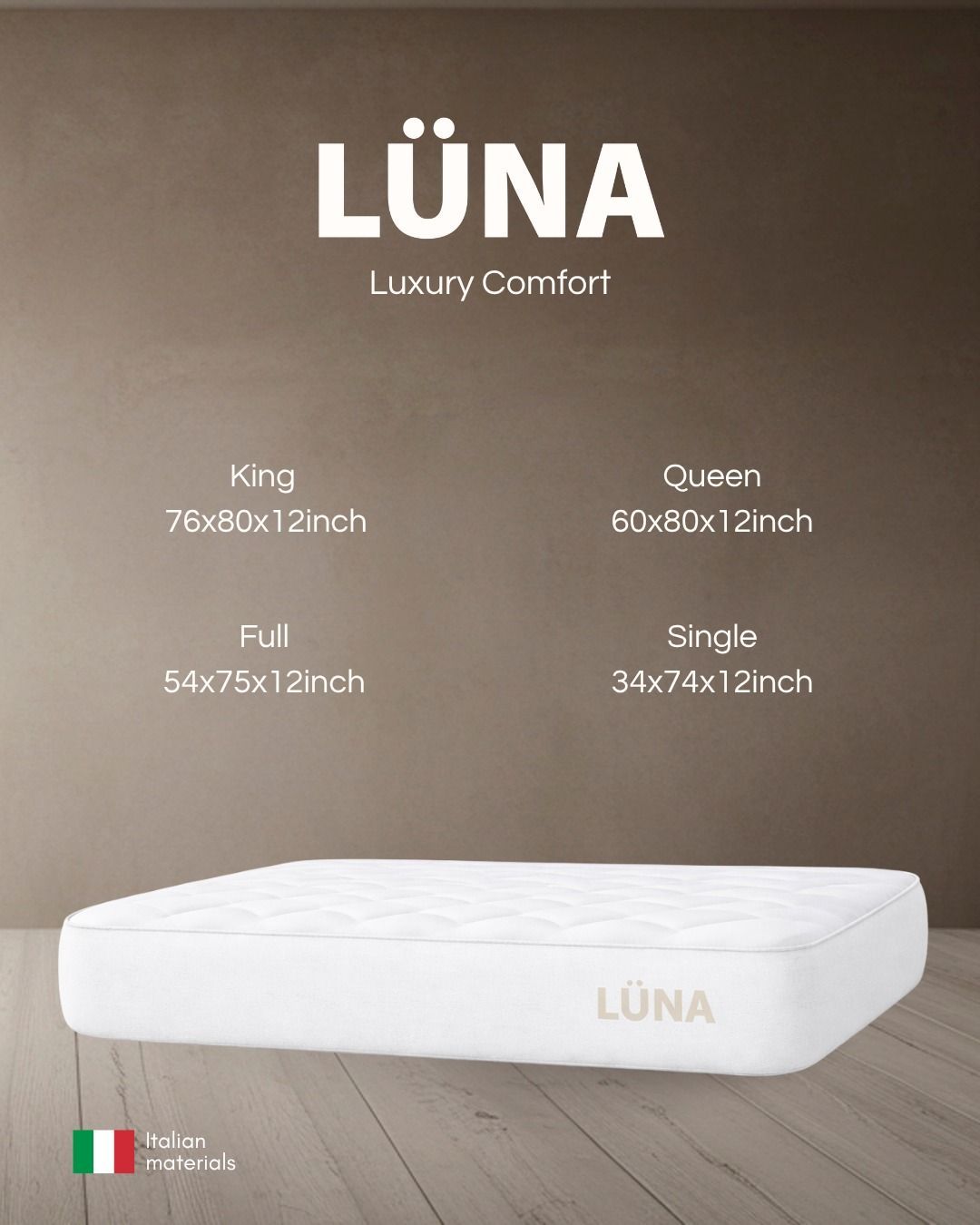 Cama tapizada en color beige con colchón y almohadas acolchadas en un dormitorio luminoso y minimalista.