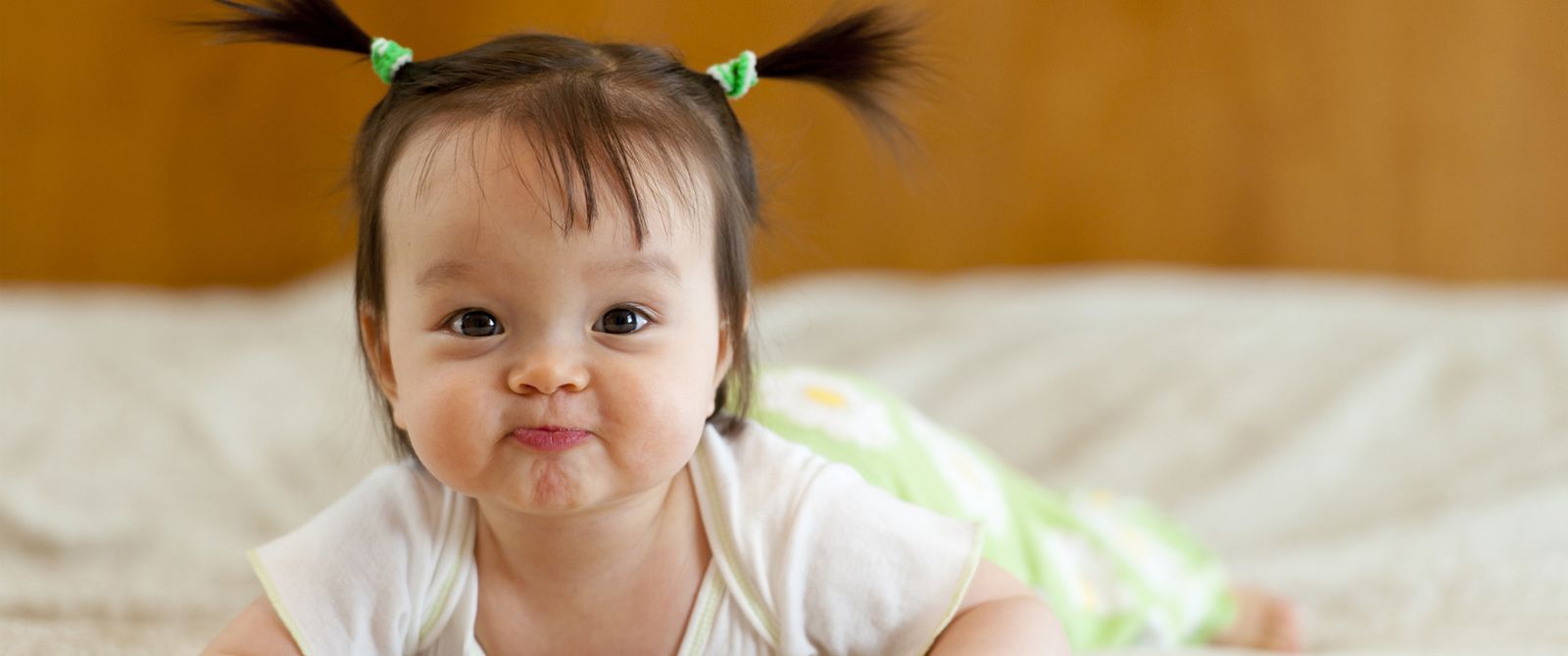 cute asian baby girl with pigtails