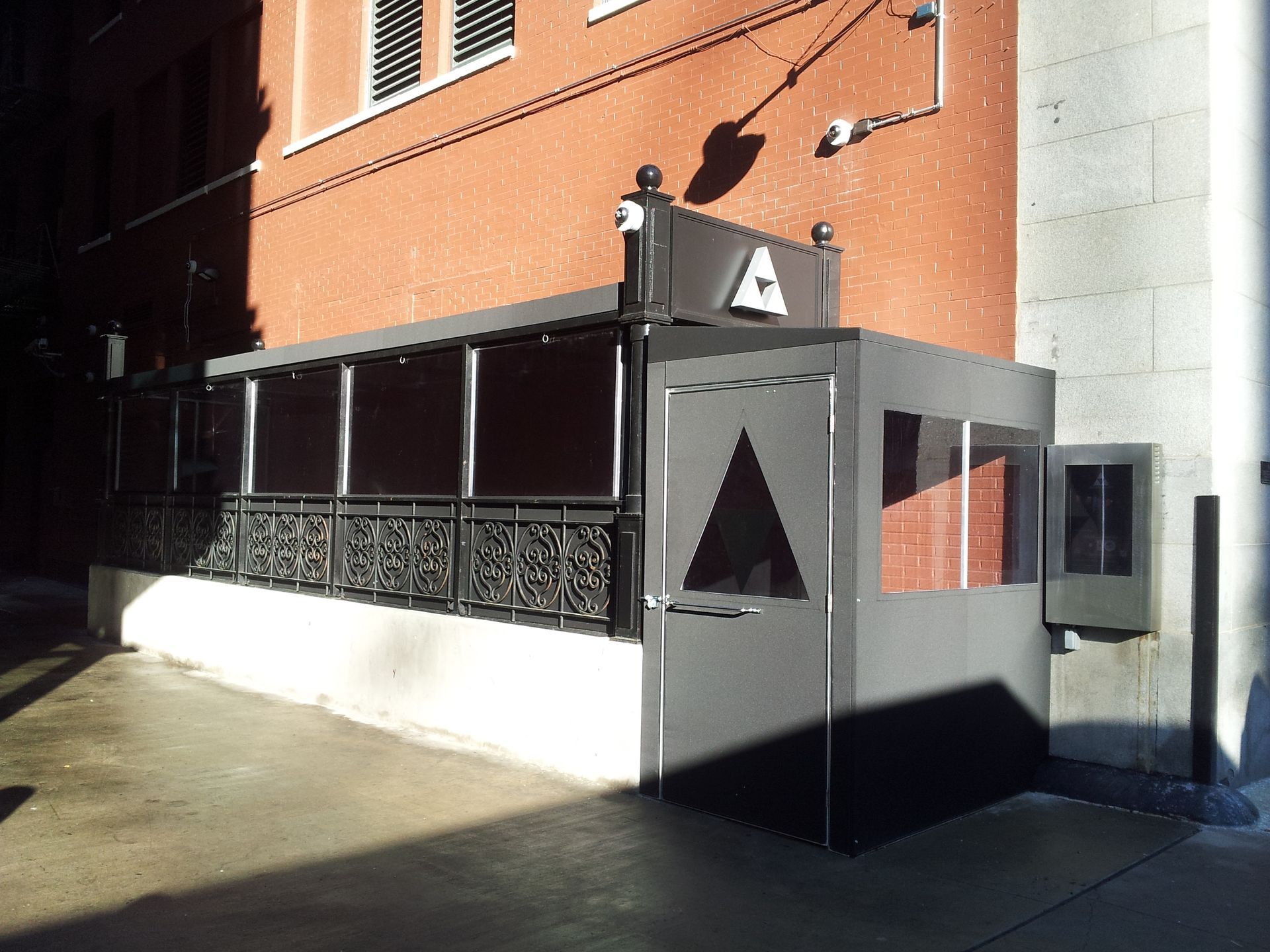 A building with a sign that says a on it