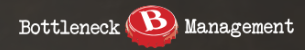 A logo for bottleneck b management with a red circle