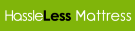 A green background with the words hassleless mattress on it