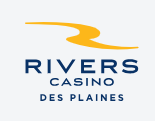 The logo for rivers casino des plaines is blue and yellow.