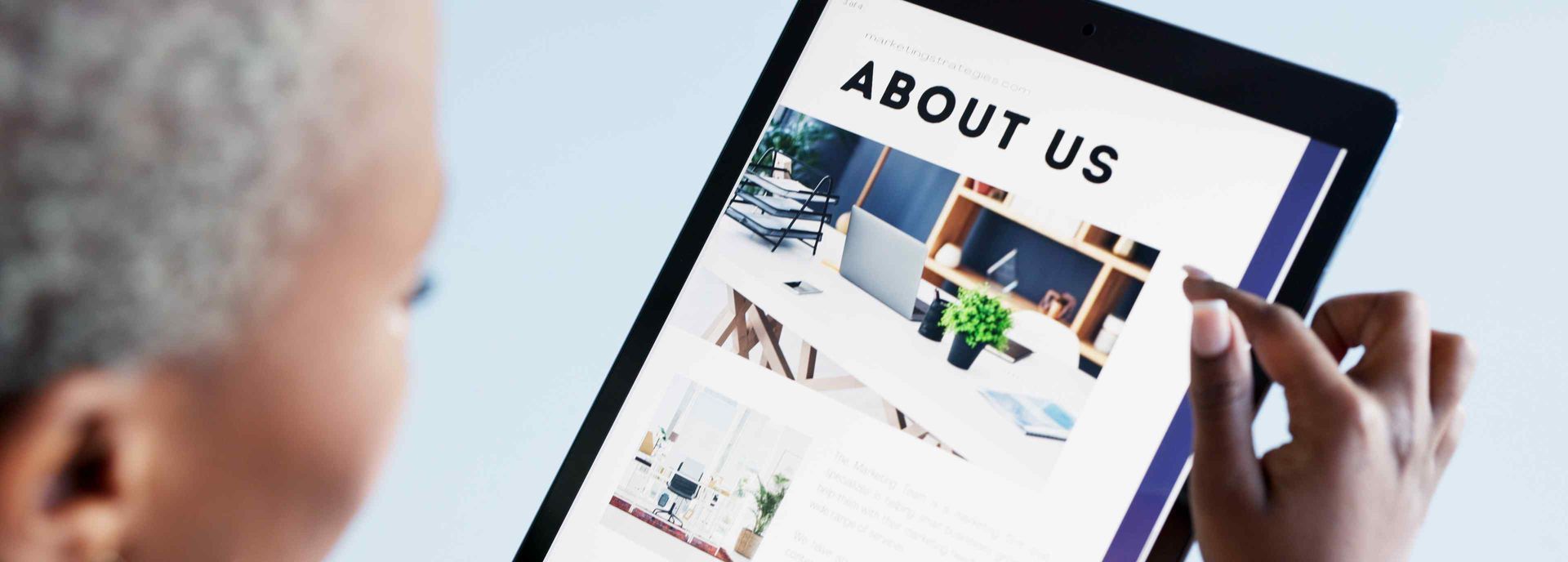 About Us Page of Website On Tablet