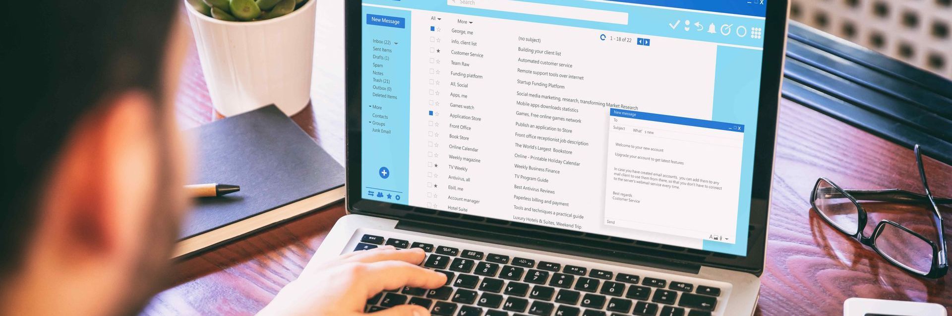 Content Creator Sending Emails Using Email Signature for Marketing