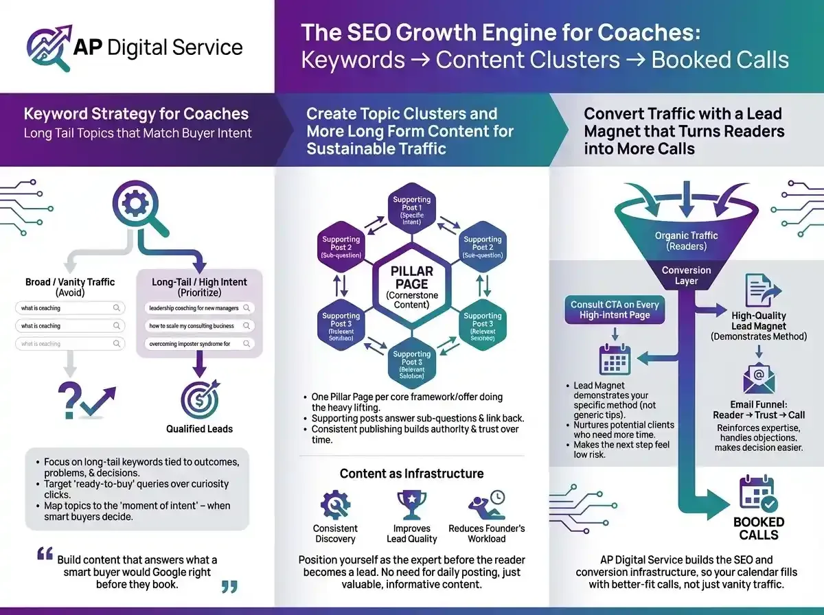 SEO Growth Engine for Coaches Infographic