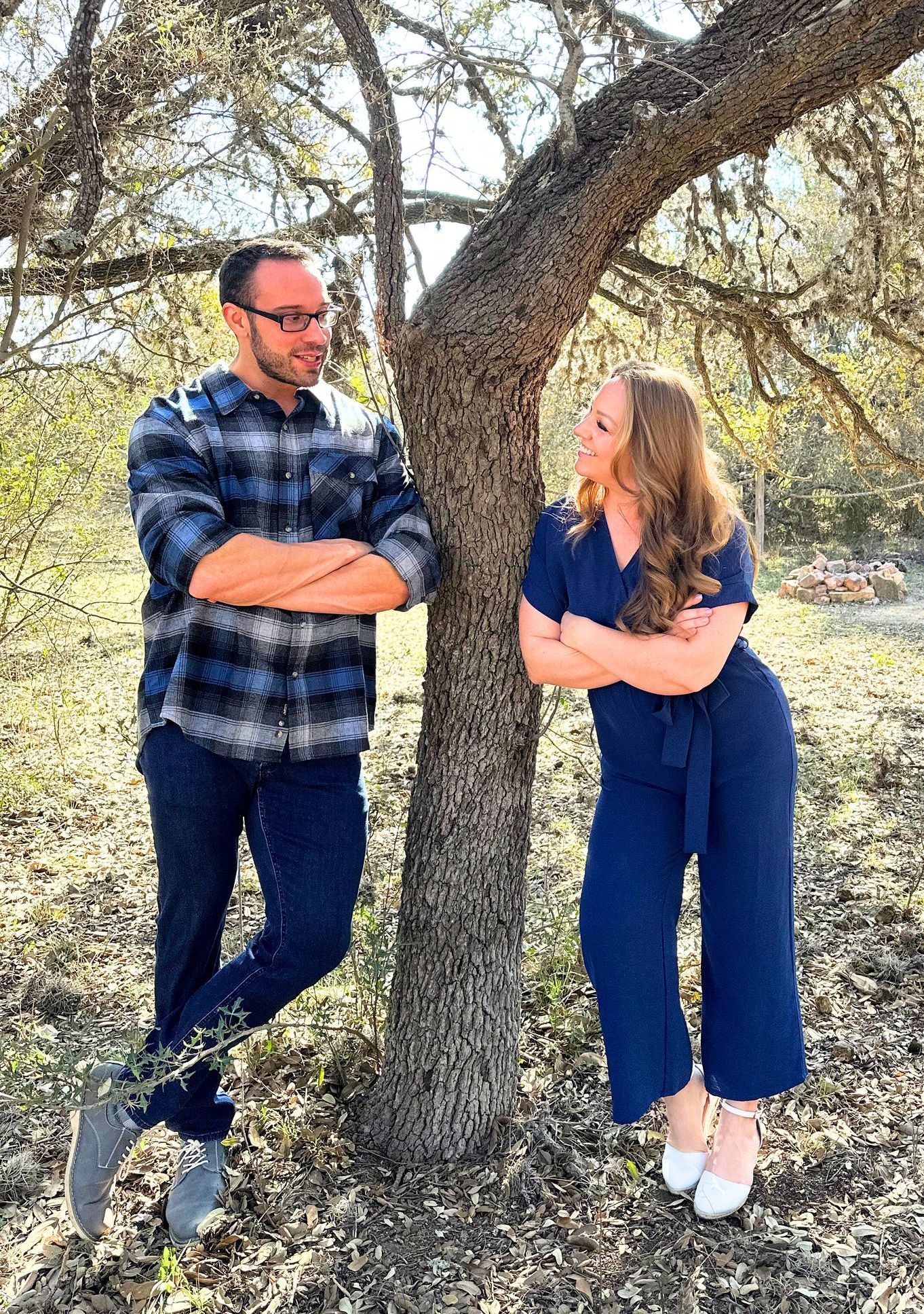 Peter and Amanda, owners of AP Digital Service, strategize while outside on how to get clients seen through AI.