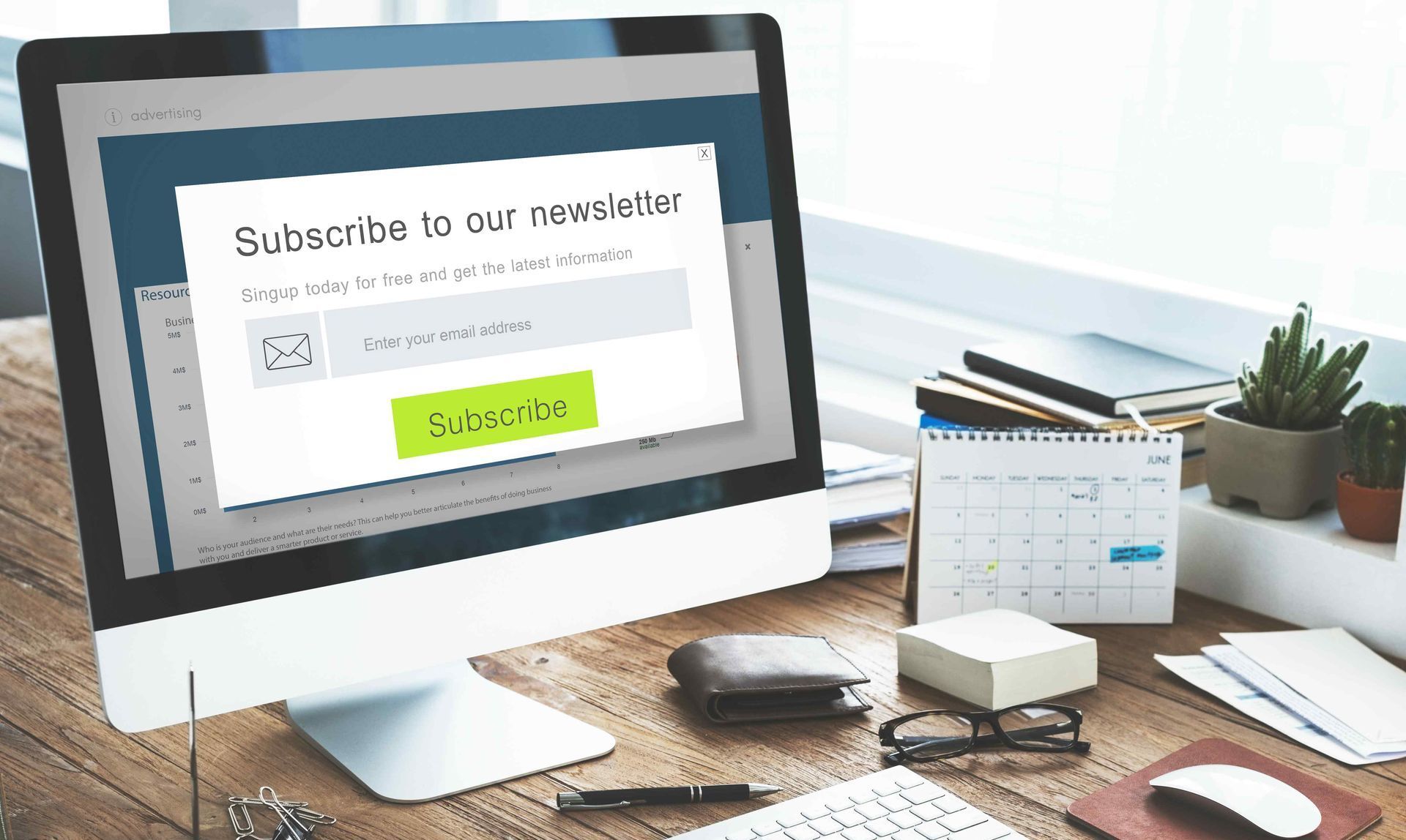 Subscribe to Newsletter Pop Up From Landing Page