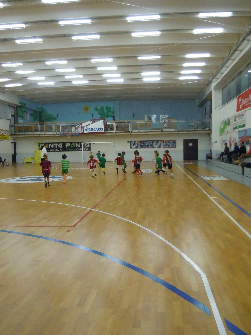 Campo da basket in parquet