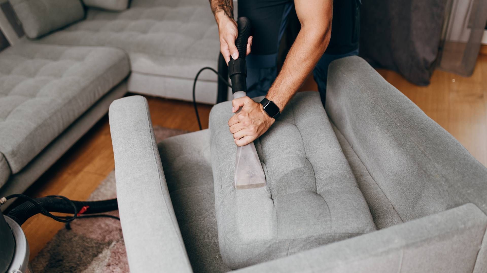 Sofas and chairs being cleaned by a professional near Benecia, California (CA)