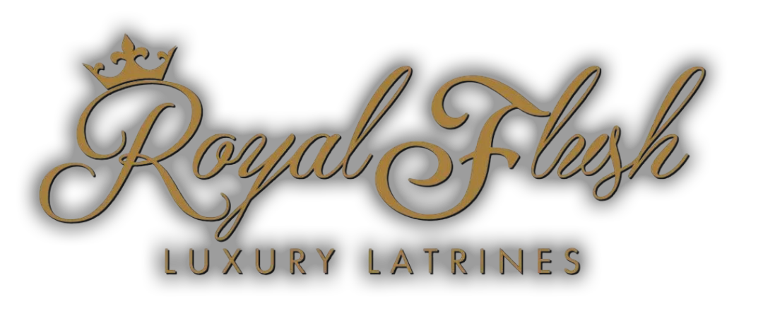 Logo for "Royal Flesh Luxury Latrines" with a golden crown and fancy script.