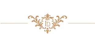Un monogramma dorato con la lettera d su sfondo bianco.