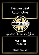 An award badge for Heaven Sent Automotive, a top 3 auto repair shop in Franklin, Tennessee, based on 2025 Google reviews. | Heaven Sent Automotive