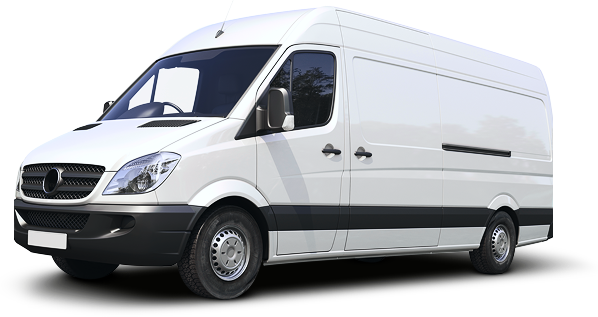 A white full-size cargo van parked against a plain white background. | Heaven Sent Automotive