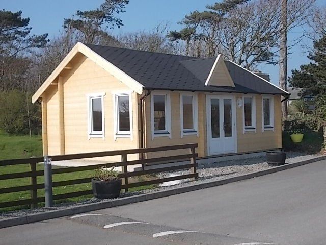 log cabin office in wales