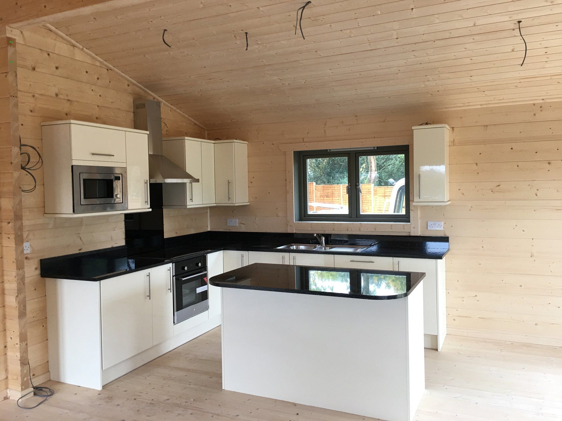 kitchen area in a log home