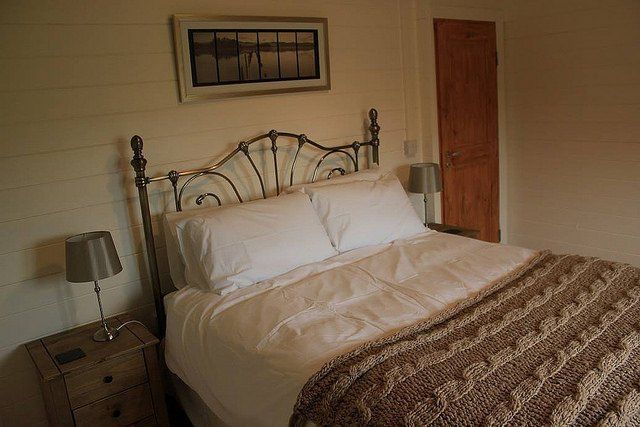 bedroom in a log home