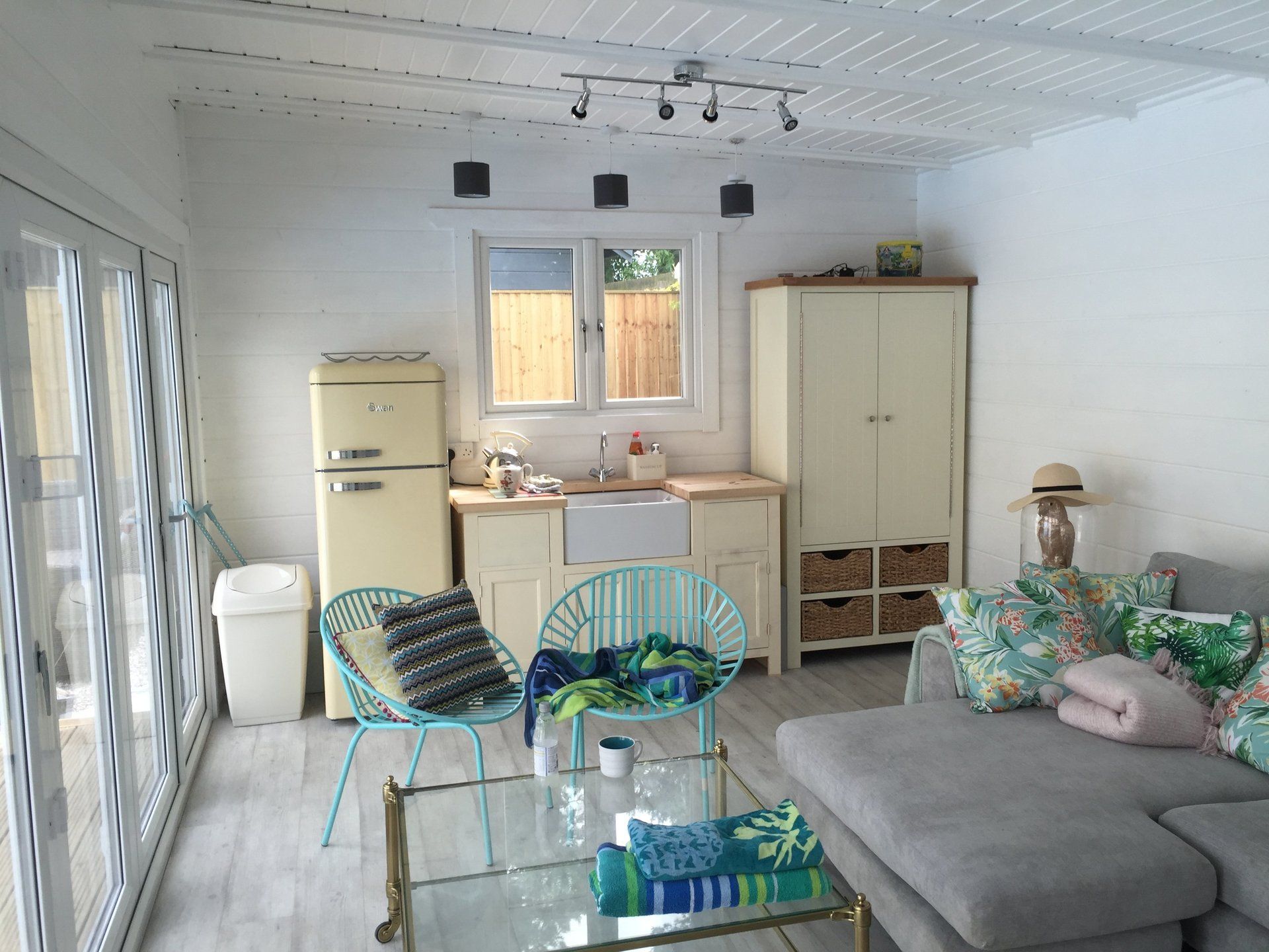 relaxing area in a log cabin