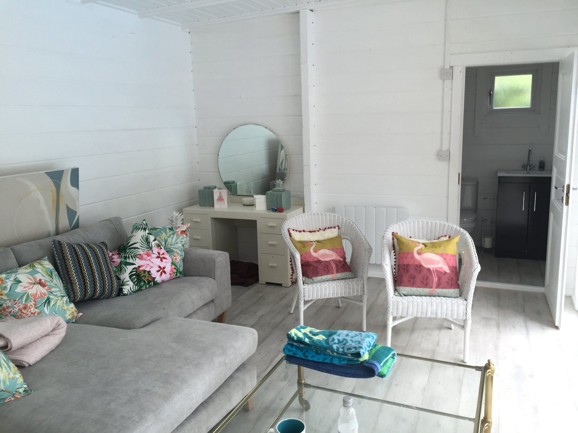 relaxing area in a garden building