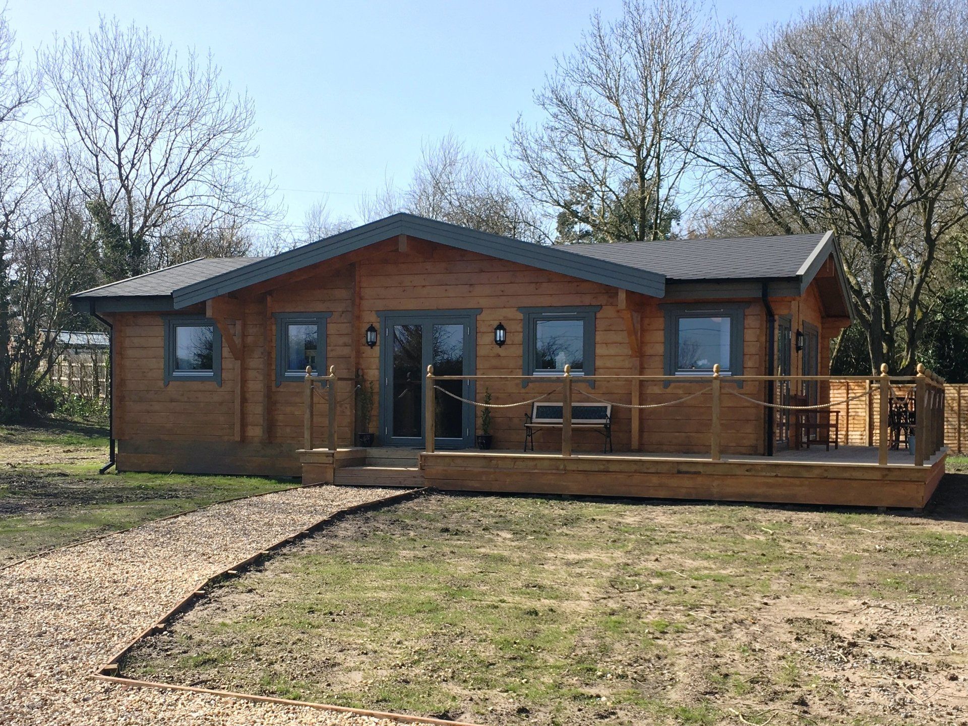residential cabin with decking