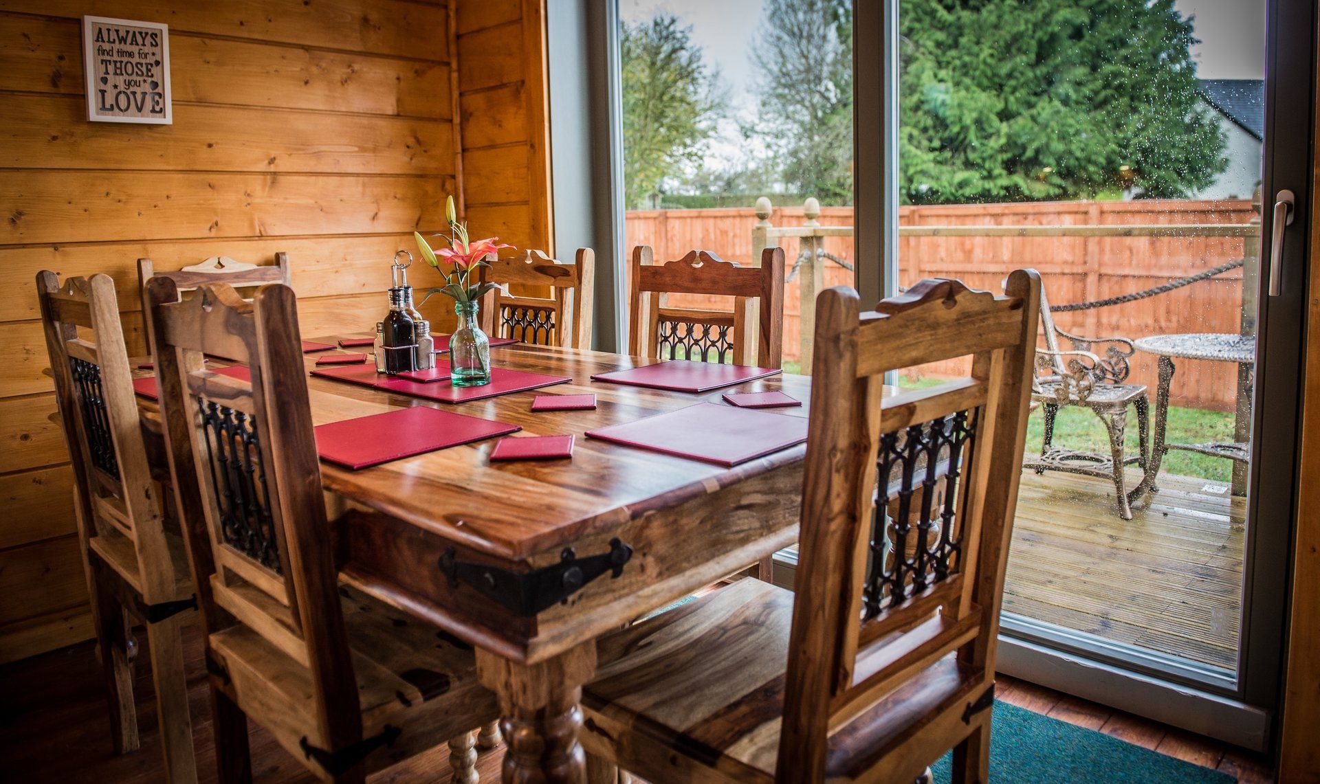 dining area in a log home