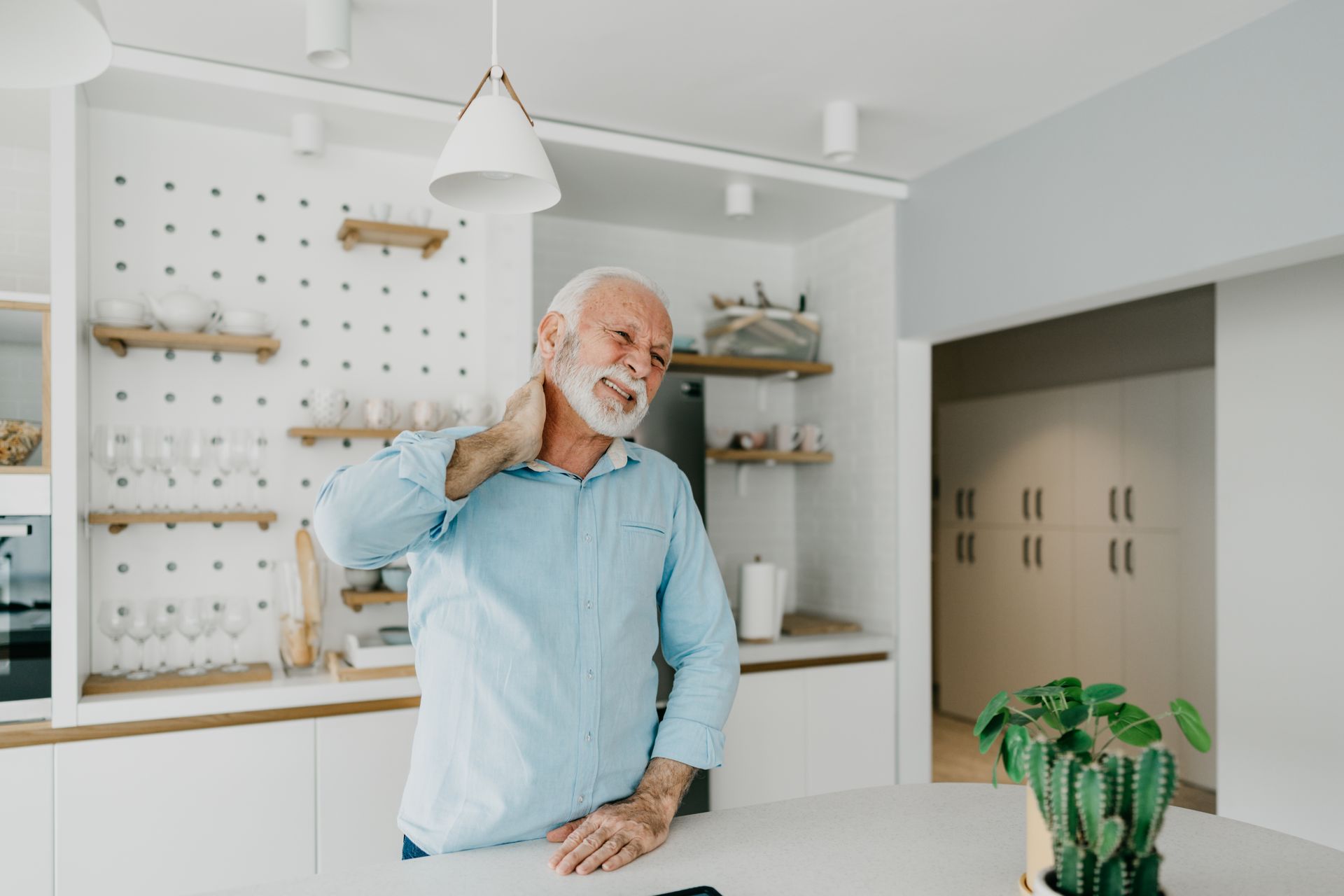 Senior Man Having Neck Pain — Plano, TX — North Texas Center for Pain Management