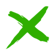 A green cross is drawn with a brush on a white background.