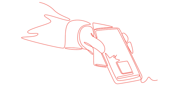 Line drawing of someone tapping a wallet ticket