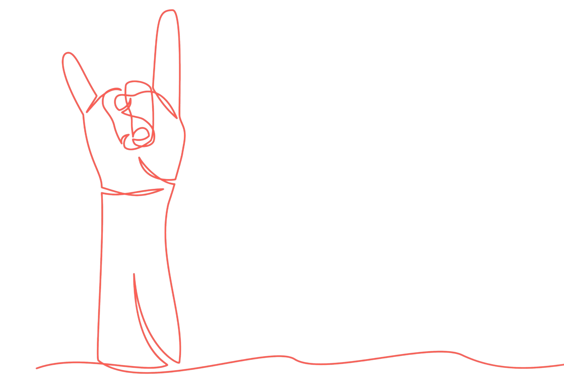 line drawing of a rock on hand