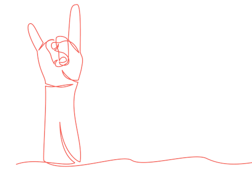 line drawing of a rock on hand