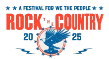 Rock the Country festival logo with eagle, blue, white, and red, for 2025.