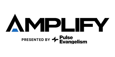 The amplify logo is presented by pulse evangelism.