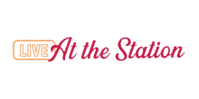 A logo for live at the station on a white background.